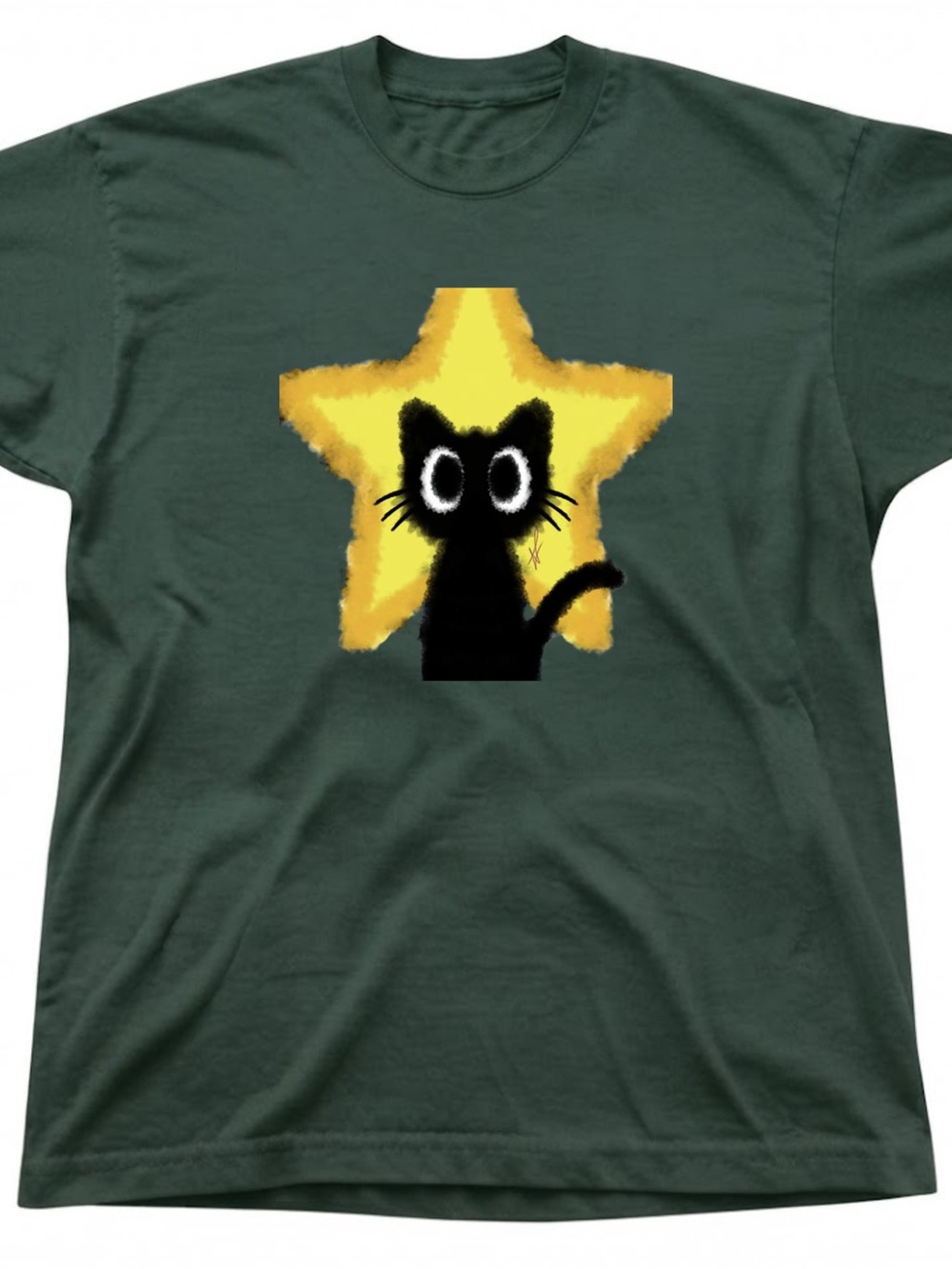 Black Cat Star Graphic Tee Gildan Heavyweight Cotton Shirt